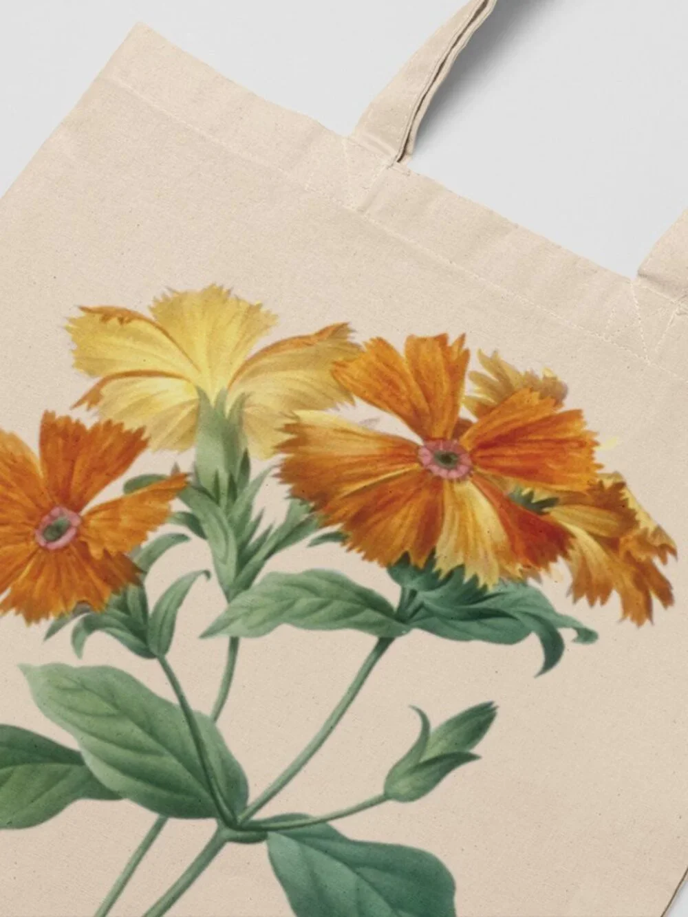 Maltese Cross Vintage Floral Print Graphic Canvas Tote Bag